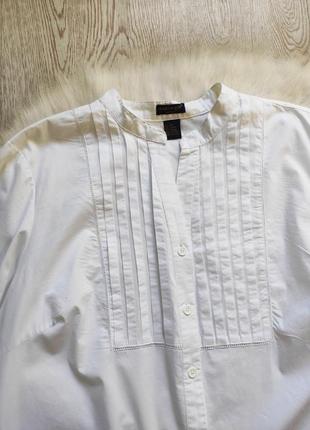 Белая длинная рубашка натуральная туника хлопок батал большого размера воротник стойка7 фото