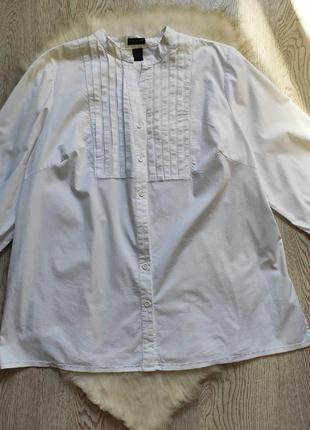 Белая длинная рубашка натуральная туника хлопок батал большого размера воротник стойка3 фото