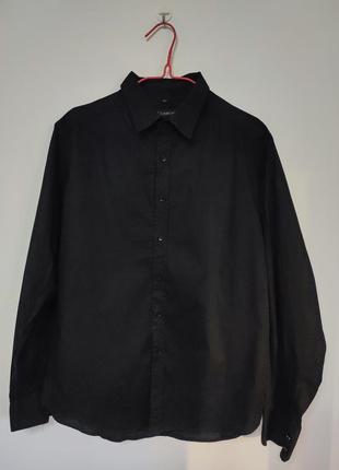 Рубашка рубашка мужская черная прямая slim fit классическая повседневная re camicia man, размер l1 фото