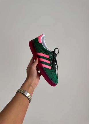 Кросівки adidas x gucci gazelle green pink