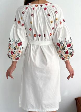 Накладний платіж ❤ турецька бавовняна сукня сорочка вишиванка міді з рукавами ліхтариками2 фото
