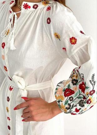 Накладний платіж ❤ турецька бавовняна сукня сорочка вишиванка міді з рукавами ліхтариками3 фото