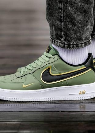 Кросівки White nike air force 1 '07 lv8 green/gold