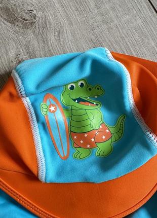 Сонцезахисний купальний костюм уФ-купальник рашгард з принтом динозавра upf 50+ із шортами та шапкою 74 см9 фото