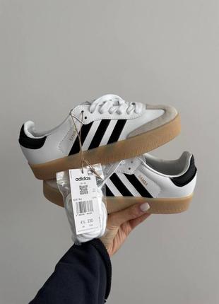 Жіночі кросівки адідас самба преміум / adidas samba white / black / gum sole premium / шкіра текстиль / демісезон весна літо осінь5 фото