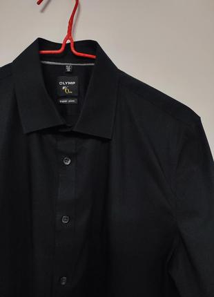 Сорочка рубашка чоловіча чорна пряма slim fit класична повсякденна olymp man, розмір s-m5 фото