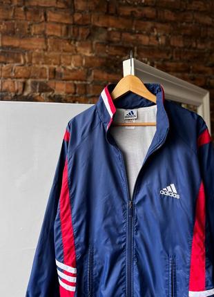 Adidas men’s vintage 90s blue full zip nylon jacket long sleeve вінтажна, нейлонова куртка2 фото