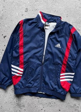Adidas men’s vintage 90s blue full zip nylon jacket long sleeve вінтажна, нейлонова куртка5 фото