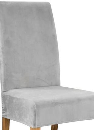 Універсальний захисний чохол для стільця еластичний , сірий велюр оксамит  ruhhy 22979 польща1 фото