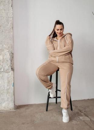 Спортивний костюм з турецької двонитки на блискавці з капюшоном