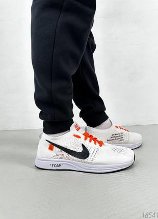 Белые кроссовки мужские nike flyknit racer zoom3 фото