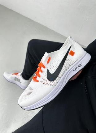 Белые кроссовки мужские nike flyknit racer zoom2 фото