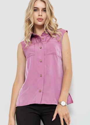 Блуза без рукавів однотонна, колір сливовий, 102r068-4