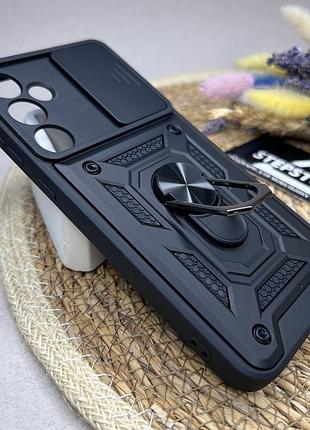Чехол бронированный для samsung a55 (а556) со шторкой на камеру противоударный с кольцом подставкой магнитом