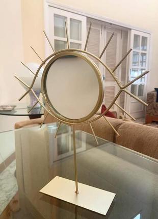Око! ⚜👁⚜ фактурне тематичне дзеркало для макіяжу рамка ніжка металеве око з віями війки стильне інтер'єрне3 фото