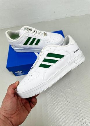 Натуральні шкіряні білі кросівки чоловічі adidas dass-ler white1 фото