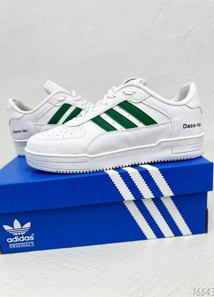 Натуральні шкіряні білі кросівки чоловічі adidas dass-ler white2 фото