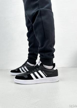 Натуральні шкіряні чорні кросівки чоловічі adidas court black4 фото