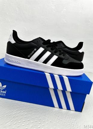 Натуральні шкіряні чорні кросівки чоловічі adidas court black2 фото