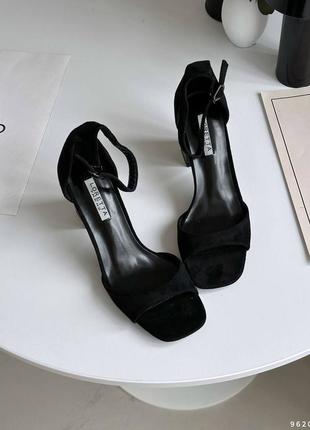 Женские замшевые, черные, стильные и качественные босоножки на каблуке. от 37 до 40 гг. 9620 мм3 фото