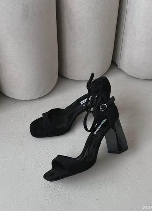 Женские замшевые, черные, стильные и качественные босоножки на каблуке. от 37 до 40 гг. 9620 мм4 фото