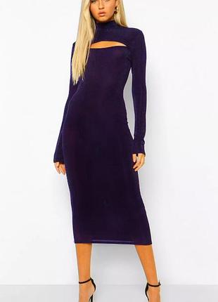 Boohoo. англия. в наличии. блестящее платье с вырезом.
