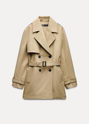 Двобортний тренч бежевий zara new