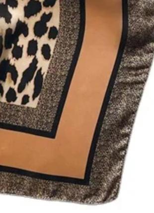 Платок платок платок леопардовый на голову на шею на сумку сатиновый твилле косынка нов