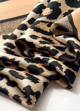 Платок платок платок леопардовый на голову на шею на сумку сатиновый твилле косынка нов