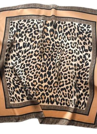 Платок платок платок леопардовый на голову на шею на сумку сатиновый твилле косынка нов