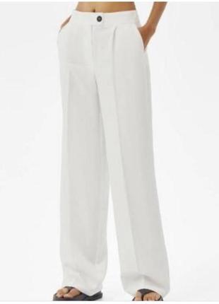 Белые брюки палаццо bershka wide leg
