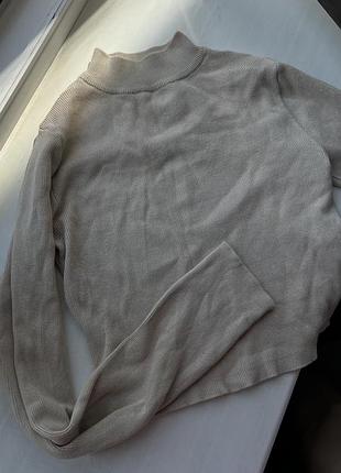 Бежевый укороченный кроп топ от хаус с рукавами кофточка