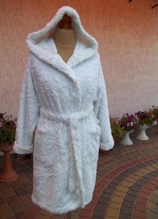 ( s - 44 р ) флисовый теплый халат женский б / у