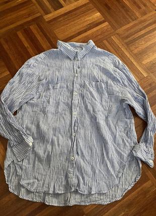 Новая хлопковая рубашка в полоску h&m l 40-42 швеция 🇸🇪