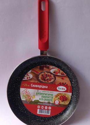 Сковорода для млинців  con brio св-2324 червона 23 см2 фото