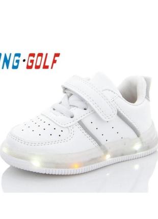 Белые детские кеды кроссовки jong golf на липучках р21-30