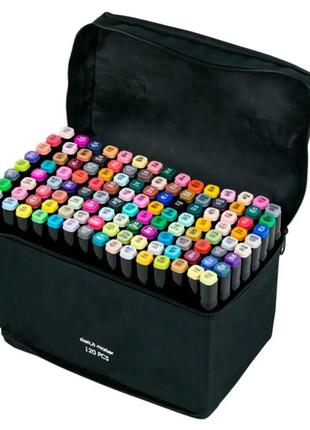 Набір маркерів для скетчингу 120 шт. двосторонні маркери на спиртовій основі. скетч-маркери