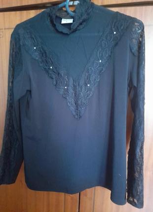 Гольфик чорний , с кружевом