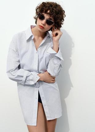 Белая рубашка в полоску zara5 фото