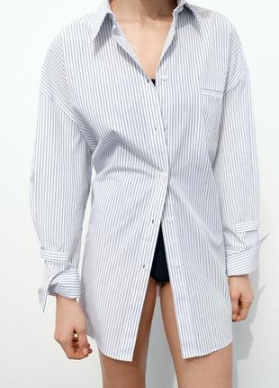 Белая рубашка в полоску zara