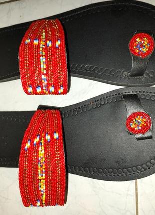 Шлепки  вьетнамки из бисера и натуральной кожи марокко 42-43 3