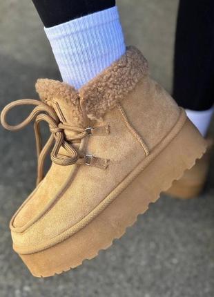 Женские замшевые угги хайтопы