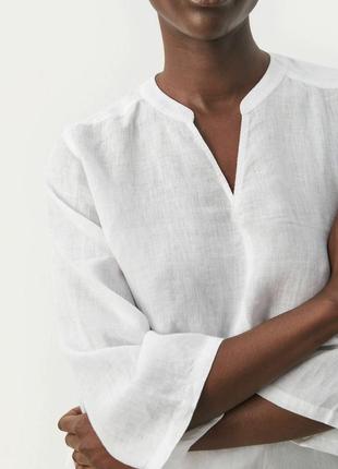 Блуза рубашка сорочка zara льон лляна