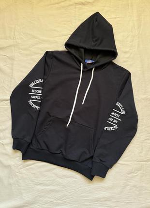 Черное худи на мальчика двунить