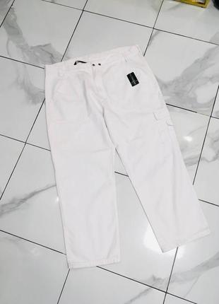 Белые широкие джинсы деним карго батал большой размер atrium