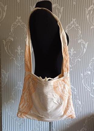 Вишита сумка шопер з натуральної тканини