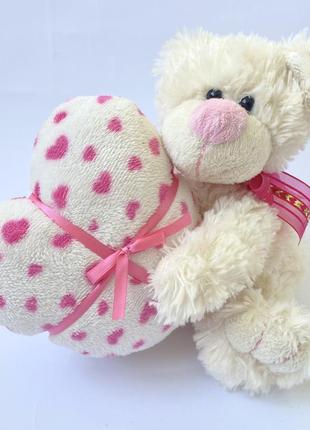 М'яка іграшка плюшевий білий ведмедик із великим серцем ведмедик із серцем