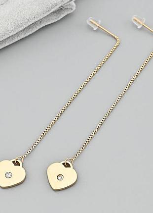 Сережки протяжки медичний сплав позолотка xuping