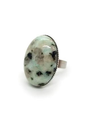 🩵💍ексклюзивне кільце "овал" натуральний камінь лотосова яшма