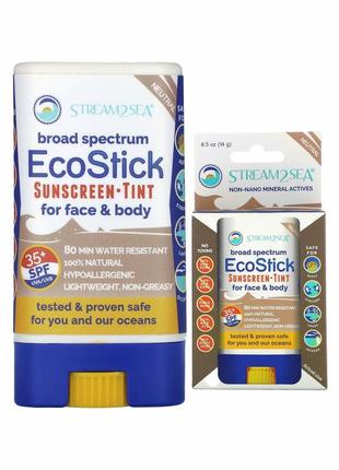 Stream2sea ecostick сонцезахисний засіб spf 35+ нейтральний 14 г 0,5 унції водостійкий спф sas-00825